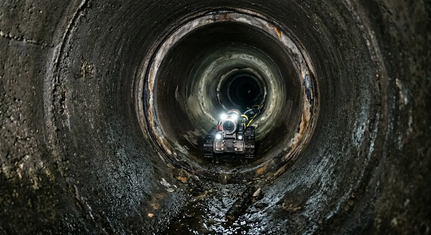 Robotic sewer camera inspecting pipe interior for Drain Snake Service in Niagara Falls